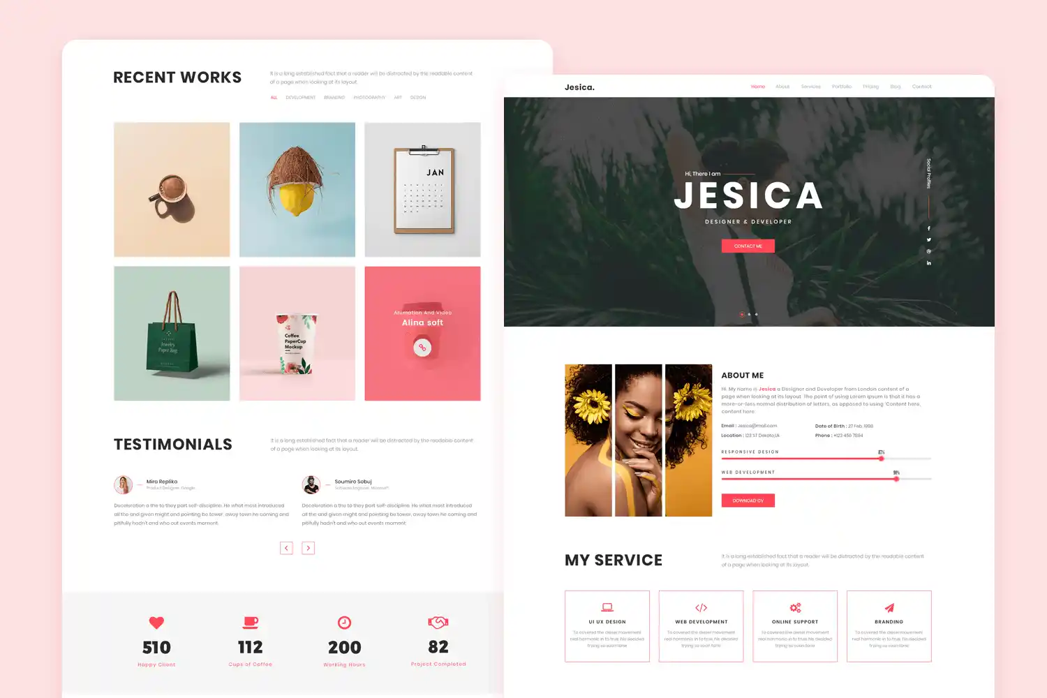 website mockup design jesica portfolio website design