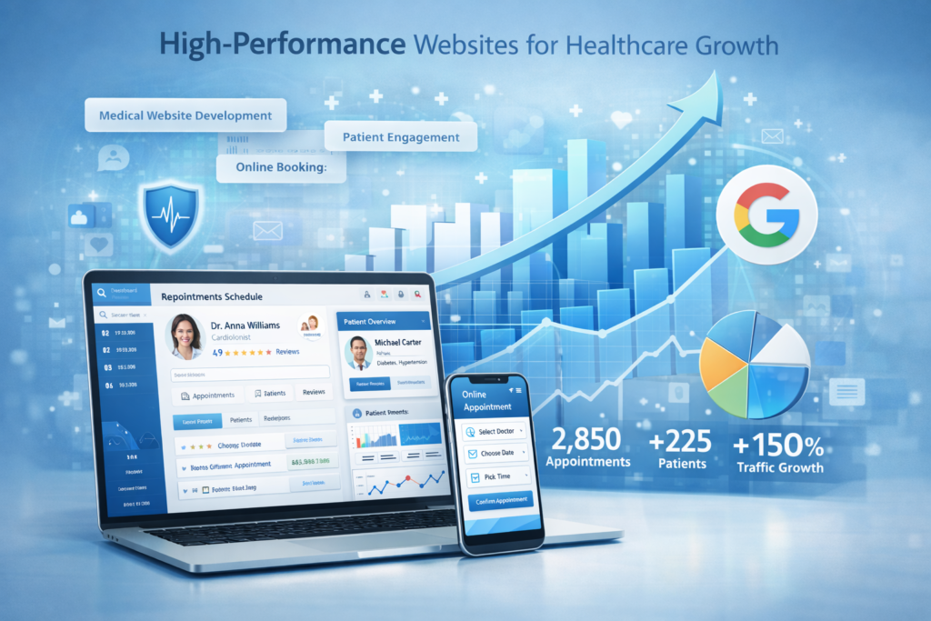 High-performance healthcare website development for practice growth.