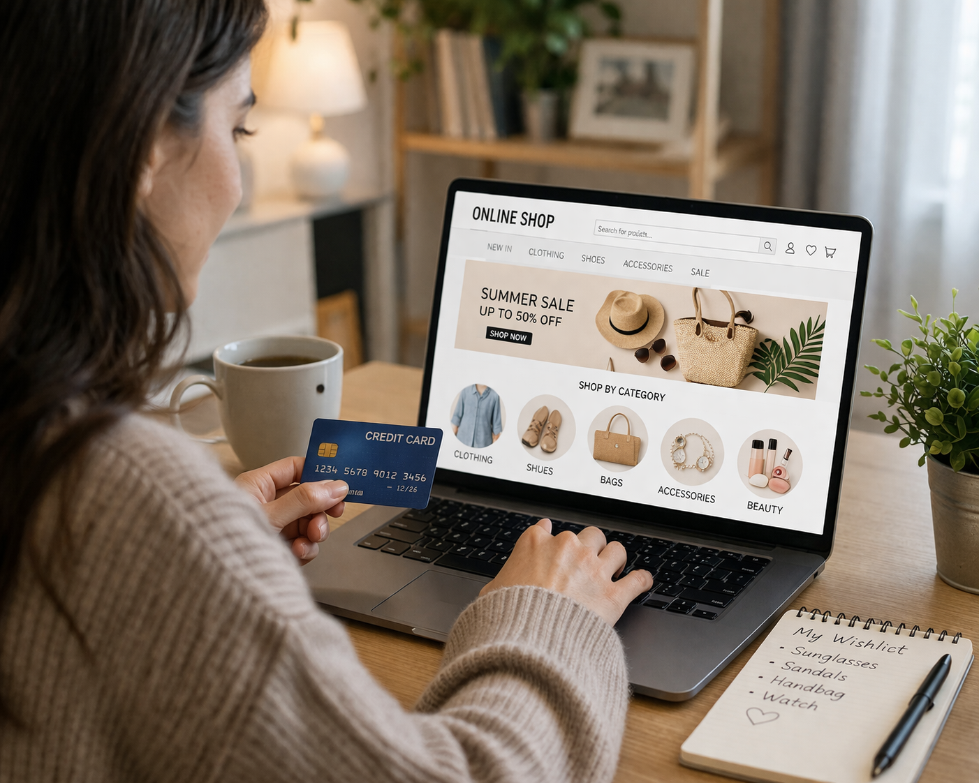 Online shopping in a cozy workspace 1 Virtual Web Tek